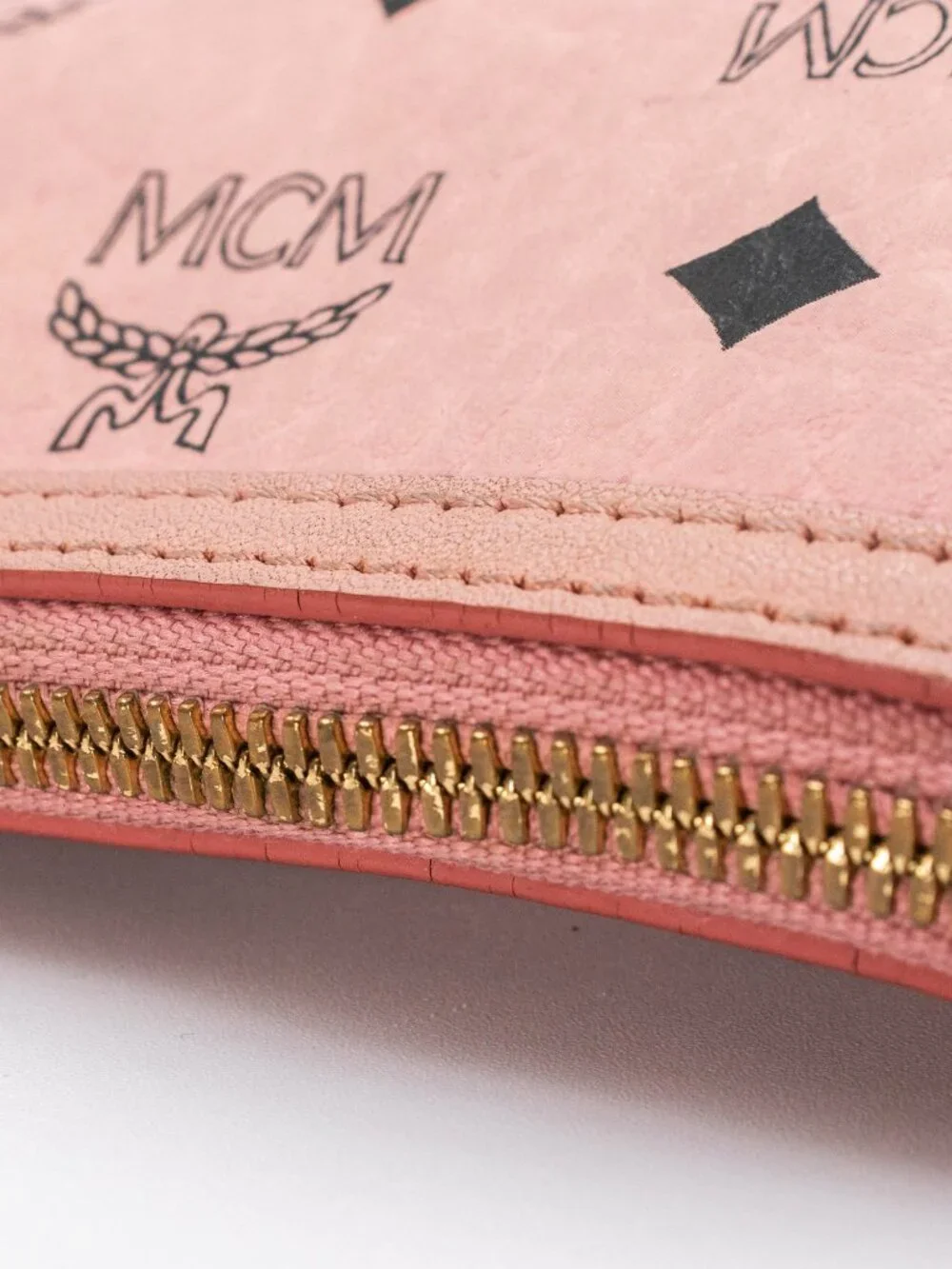 MCM Visetos Pochette Wristlet Pink Canvas